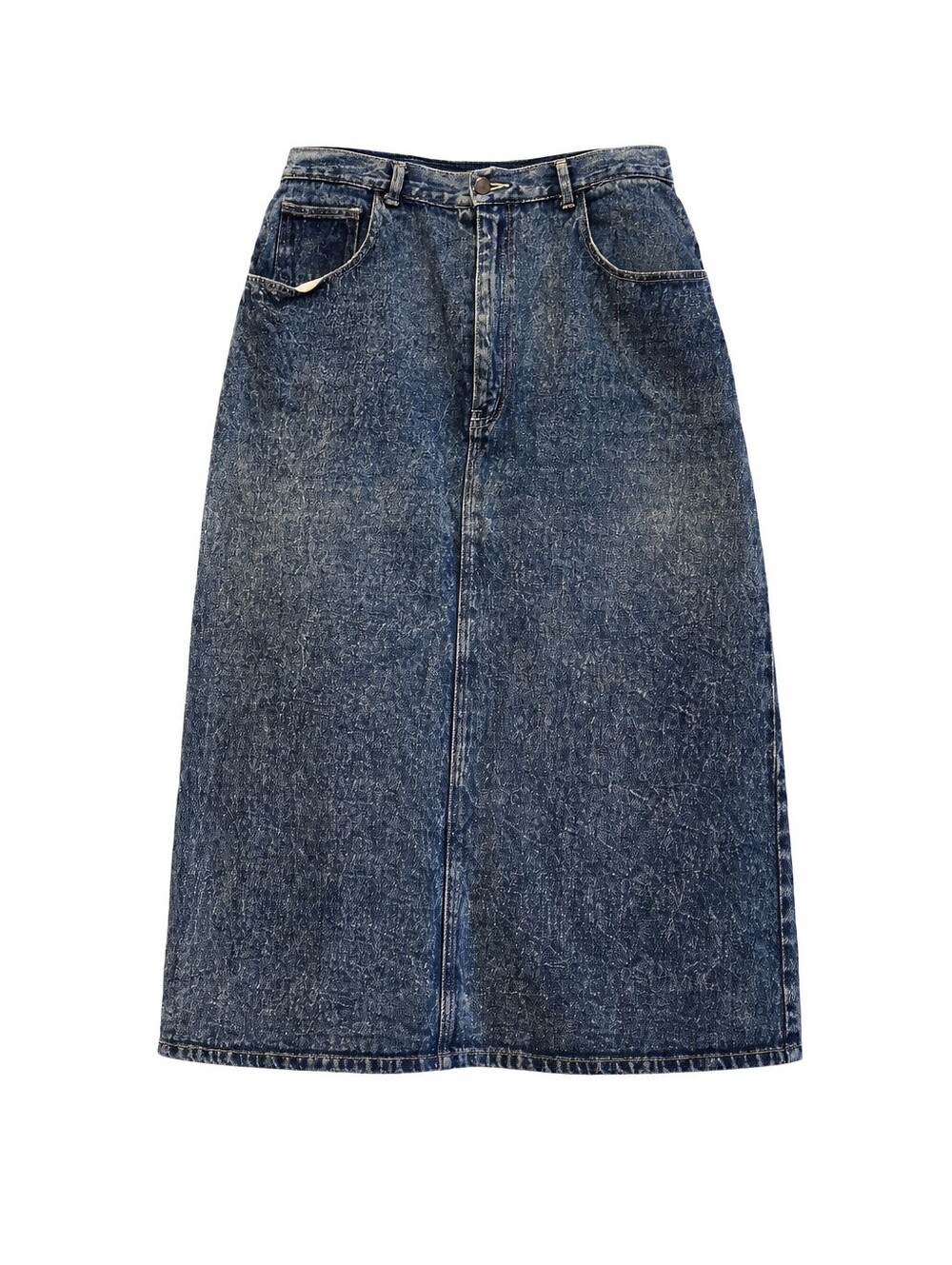 Classic Dark Wash Denim Midi Skirt, Size Approx Large